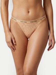 Calvin Klein Dół od bikini LV00QD5213 Beżowy. Brązowe bikini Calvin Klein, bez wzorów, z syntetyku. Za 79,99 zł.