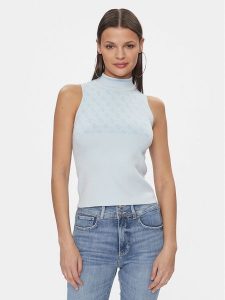 Guess Sweter Lise W3YR26 Z37K0 Błękitny Slim Fit. Niebieskie swetry klasyczne Guess, xs, z syntetyku, bez kołnierzyka. Za 189,99 zł.