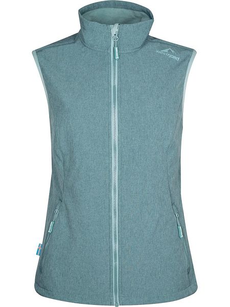 Westfjord Kamizelka softshellowa "Eldfjall" w kolorze turkusowym rozmiar: XL. Niebieskie kamizelki Westfjord, xl, bez wzorów, z polaru, bez kołnierzyka, bez ramiączek, bez kaptura. Za 122,09 zł.