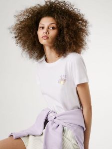Pepe Jeans Koszulka "Amanda" w kolorze białym rozmiar: M. Białe bluzki Pepe Jeans, m, bez wzorów, z bawełny, bez kołnierzyka, bez ramiączek. Za 127,35 zł.