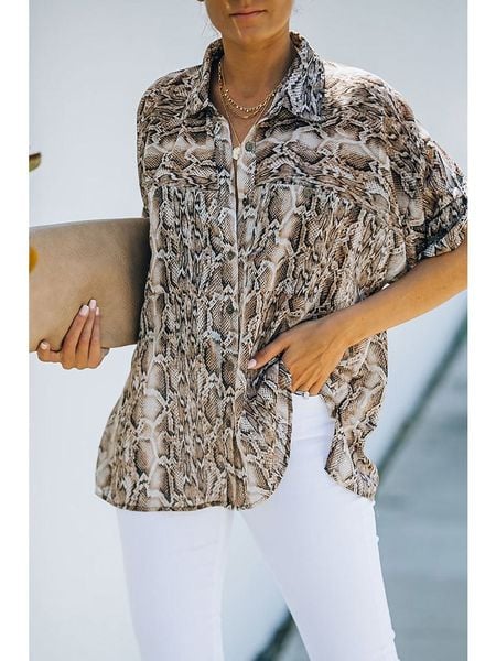 Milan Kiss Koszula w kolorze brązowo-kremowym rozmiar: S. Brązowe koszule Milan Kiss, s, bez wzorów, bez kołnierzyka, bez ramiączek. Za 167,95 zł.