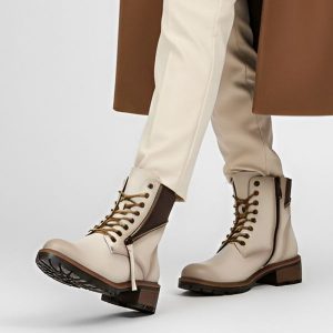 Botki damskie Vinceza, eko skóra na płaskim obcasie i zapinane na zamek, beżowe, 58559-BE. Brązowe botki VINCEZA, bez wzorów, ze skóry, bez obcasa, na obcasie, bez zapięcia. Za 161,99 zł.