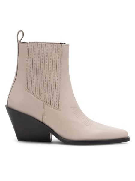 Badura Botki COIMBRA-110432 Biały. Białe botki Badura, bez wzorów, ze skóry, bez obcasa, na słupku, bez zapięcia. Za 399,99 zł.