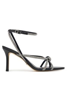 Guess Sandały FLJMRT ELE03 Czarny. Czarne sandały Guess, z aplikacjami, ze skóry, bez obcasa, na szpilce, bez zapięcia. Za 419,99 zł.