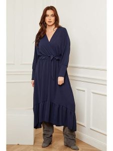 Plus Size Company Sukienka w kolorze granatowym rozmiar: 48. Niebieskie sukienki Plus Size Company, plus size, bez wzorów, z tkaniny, klasyczne, bez kołnierzyka, plus size, bez ramiączek, maxi, rozkloszowane. Za 69,91 zł.