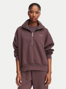 Guess Bluza V6YQ25 K4801 Brązowy Regular Fit. Brązowe bluzy Guess, xs, z aplikacjami, z syntetyku, bez kaptura. Za 344,99 zł.