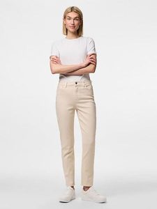 Pieces Dżinsy - Tapered fit - w kolorze beżowym rozmiar: W25/L30. Brązowe jeansy Pieces, bez wzorów. Za 96,60 zł.