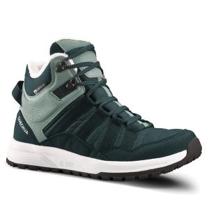 Buty turystyczne damskie Quechua SH500 Mid wodoodporne. Niebieskie buty trekkingowe QUECHUA, bez zapięcia. W wyprzedaży za 169,99 zł.