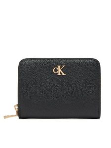 Calvin Klein Portfel Minimal Monogrm Lthr Med Flap Zi LV04F1064G Czarny. Czarne portfele Calvin Klein, bez wzorów, ze skóry. Za 209,99 zł.