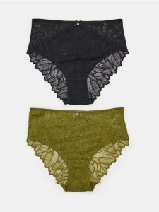 Koronkowe figi z wysokim stanem 2 pack - wielobarwny. Figi Sinsay, bez wzorów, z koronki. Za 19,99 zł.