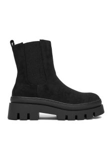 DeeZee Botki HX21069-1A Czarny. Czarne botki DeeZee, bez wzorów, z materiału, bez obcasa, na płaskiej podeszwie, bez zapięcia. Za 199,99 zł.