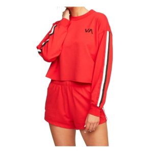 Bluza sportowa damska RVCA Ringside. Czerwone bluzy RVCA, l, bez wzorów, z bawełny, bez kaptura. Za 165,00 zł.
