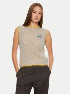 American Vintage Sweter Bymi BYM18BH24 Beżowy Loose Fit. Brązowe swetry klasyczne American Vintage, s, z wełny, bez kołnierzyka. Za 369,99 zł.
