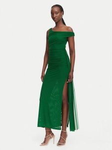 Bardot Sukienka wieczorowa Layana 59512DB Zielony Slim Fit. Zielone sukienki Bardot, s, bez wzorów, z syntetyku, wizytowe, bez kołnierzyka, bez ramiączek. Za 529,99 zł.