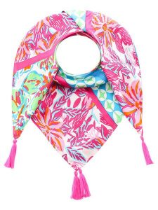 Zwillingsherz Chusta "Hawaii Flower" ze wzorem - 130 x 130 cm rozmiar: onesize. Apaszki i chusty Zwillingsherz, z aplikacjami, z materiału. Za 136,13 zł.
