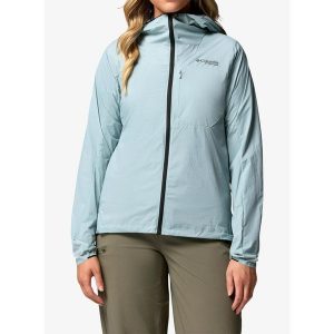 Kurtka wiatrówka damska Columbia Khyex Pro Wind Jacket. Niebieskie kurtki Columbia, bez wzorów, z softshellu, bez kaptura. Za 478,49 zł.