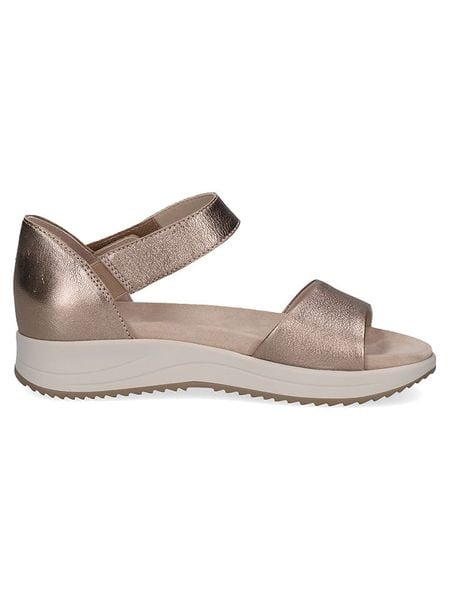 Caprice Skórzane sandały "Blue" w kolorze złotym rozmiar: 40. Niebieskie sandały Caprice, bez wzorów, ze skóry, z otwartym noskiem, bez obcasa, bez zapięcia. Za 87,19 zł.