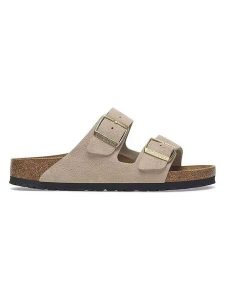 Birkenstock Skórzane klapki "Arizona" w kolorze beżowym rozmiar: 39. Brązowe klapki Birkenstock, bez wzorów, z otwartym noskiem, bez obcasa. Za 460,95 zł.