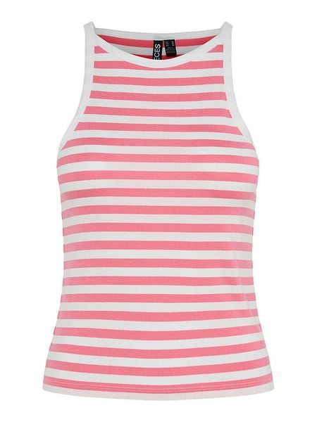 Pieces Top "Jane" w kolorze jasnoróżowo-białym rozmiar: L. Białe topy Pieces, l, bez wzorów, bez kołnierzyka, bez ramiączek. Za 32,75 zł.