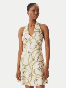 Tommy Jeans Sukienka letnia Chain Print DW0DW22346 Beżowy jasny Slim Fit. Brązowe kombinezony Tommy Jeans, na lato, xxs, bez wzorów, z jeansu, bez kołnierzyka, bez ramiączek. Za 489,99 zł.