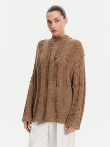 Tommy Hilfiger Sweter WW0WW44486 Brązowy Relaxed Fit. Brązowe swetry klasyczne TOMMY HILFIGER, s, z syntetyku, bez kołnierzyka. Za 589,99 zł.