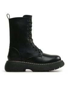 DeeZee Trapery ZAL90087-4 Czarny. Czarne buty zimowe DeeZee, ze skóry, bez obcasa, bez zapięcia. Za 229,99 zł.
