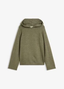 Sweter z kapturem. Zielone swetry klasyczne bonprix, bez kołnierzyka. Za 124,99 zł.
