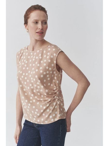 TATUUM Bluzka "Kobie" w kolorze beżowym rozmiar: 34. Brązowe bluzki Tatuum, s, bez wzorów, z wiskozy, klasyczne, bez kołnierzyka, bez ramiączek. Za 78,47 zł.
