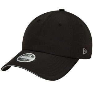 Czapka z daszkiem damska New Era 9FORTY Ponytail Open Back Cap. Czarne czapki New Era, bez wzorów, z materiału, sportowe. Za 139,99 zł.