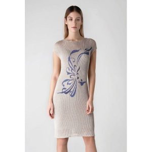 Sukienka w kolorze beżowym. Sukienki marki Far Far Fashion. W wyprzedaży za 114,95 zł.