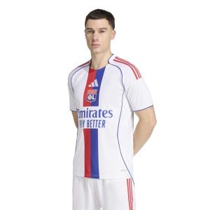 Oficjalna koszulka piłkarska ADIDAS Olympique Lyonnais 25/26 domowa. Bluzki ADIDAS, l, bez wzorów, sportowe, bez kołnierzyka, bez ramiączek. Za 339,99 zł.