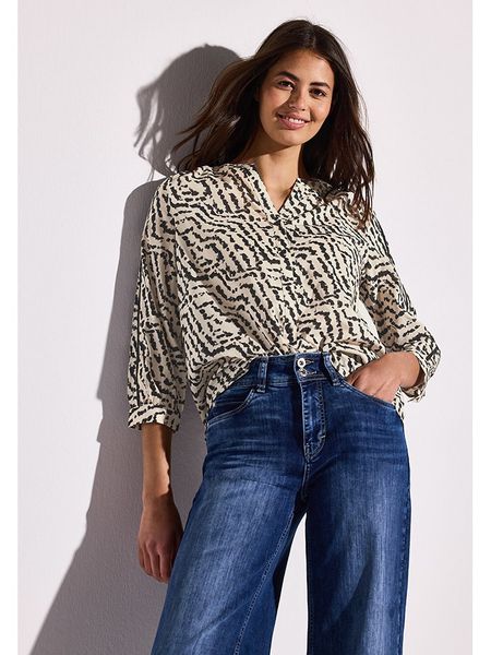 Street One Bluzka w kolorze beżowo-czarnym rozmiar: 42. Brązowe bluzki Street One, bez wzorów, z bawełny, street, bez kołnierzyka, bez ramiączek. Za 82,83 zł.