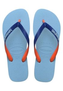 Japonki Havaianas Top Mix. Niebieskie klapki Havaianas, bez wzorów, z materiału, bez obcasa. Za 83,99 zł.