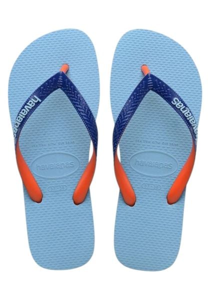 Japonki Havaianas Top Mix. Niebieskie klapki Havaianas, bez wzorów, z materiału, bez obcasa. Za 83,99 zł.