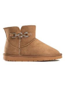 ISLAND BOOT Botki zimowe "Jill" w kolorze jasnobrązowym rozmiar: 37. Brązowe botki Island Boot, na zimę, bez wzorów, z materiału, bez obcasa, bez zapięcia. Za 149,31 zł.