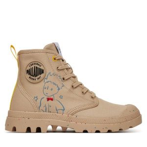 Trapery Palladium. Brązowe buty zimowe Palladium, bez obcasa, bez zapięcia. Za 399,99 zł.