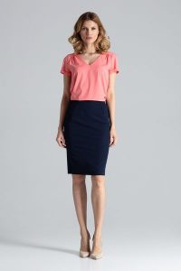 Elegancka Spódnica Tuba przed Kolano - Granatowy. Niebieskie spódnice Figl, xl, bez wzorów, z materiału, eleganckie. Za 189,00 zł.