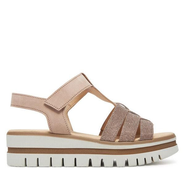 Sandały Gabor. Brązowe sandały Gabor, bez wzorów, bez obcasa, na koturnie, bez zapięcia. Za 429,99 zł.