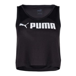 Top treningowy damski PUMA Fit Skimmer Tank. Czarne topy Puma, xs, bez wzorów, sportowe, bez kołnierzyka, bez ramiączek. Za 69,99 zł.