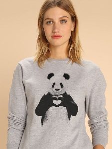 WOOOP Bluza "Love Panda" w kolorze szarym rozmiar: S. Szare bluzy Wooop, s, bez wzorów, bez kaptura. Za 108,99 zł.