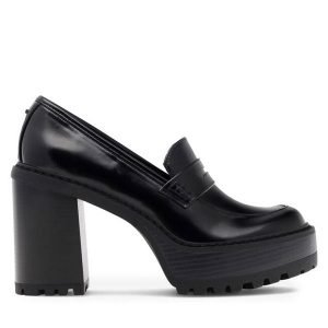 Półbuty Nine West. Czarne czółenka Nine West, bez wzorów, bez obcasa, na obcasie, bez zapięcia. Za 229,99 zł.