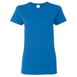Damska Koszulka T-shirt Krótki Rękaw Top. Niebieskie topy GILDAN, s, bez wzorów, sportowe, bez kołnierzyka, bez ramiączek. Za 30,99 zł.
