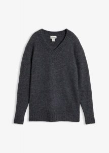 Sweter z domieszką wełny. Szare swetry klasyczne bonprix, z wełny, bez kołnierzyka. Za 129,99 zł.