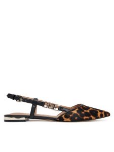 Guess Sandały FLTFRY LEP05 Brązowy. Brązowe sandały Guess, z aplikacjami, ze skóry, bez obcasa, na płaskiej podeszwie, bez zapięcia. Za 439,99 zł.