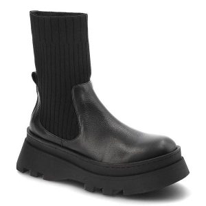 Czarne Botki Artiker Damskie Stylowe Buty Jesienne. Czarne botki ARTIKER, na jesień, bez wzorów, prążkowane, bez obcasa, na platformie, bez zapięcia. Za 379,00 zł.