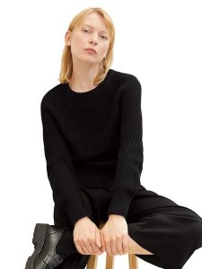 Tom Tailor Sweter w kolorze czarnym rozmiar: L. Czarne swetry oversize Tom Tailor, l, bez wzorów, ze splotem, bez ramiączek. Za 78,84 zł.