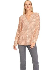 Heine Bluzka w kolorze kremowo-żółto-różowym rozmiar: 34. Brązowe bluzki Heine, bez wzorów, z wiskozy, bez kołnierzyka, bez ramiączek. Za 47,94 zł.