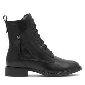 Trzewiki Lasocki. Czarne botki Lasocki, bez wzorów, bez obcasa, na płaskiej podeszwie, bez zapięcia. Za 207,99 zł.