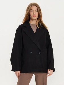 Gina Tricot Płaszcz przejściowy 22830 Czarny Regular Fit. Czarne płaszcze Gina Tricot, l, bez wzorów, z syntetyku, bez kaptura. Za 209,99 zł.