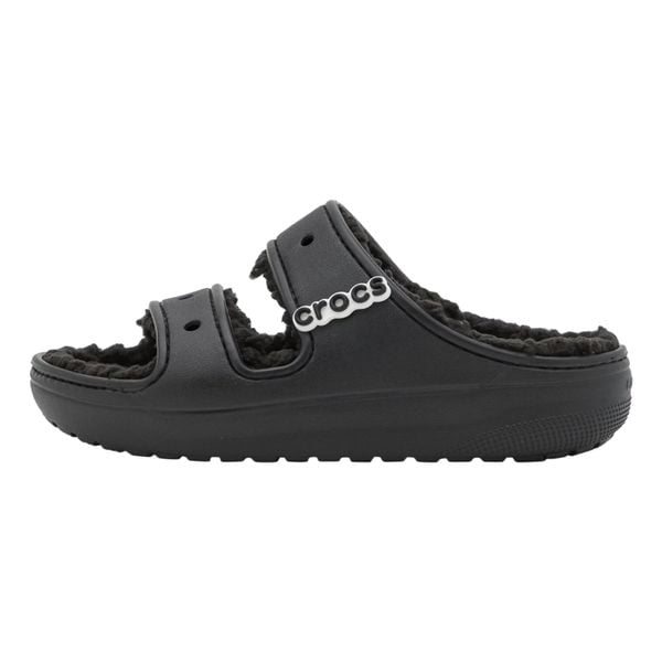 Klapki damskie Crocs Classic Cozzzy Sandal. Czarne klapki Crocs, bez wzorów, z gumy, bez obcasa. Za 212,75 zł.